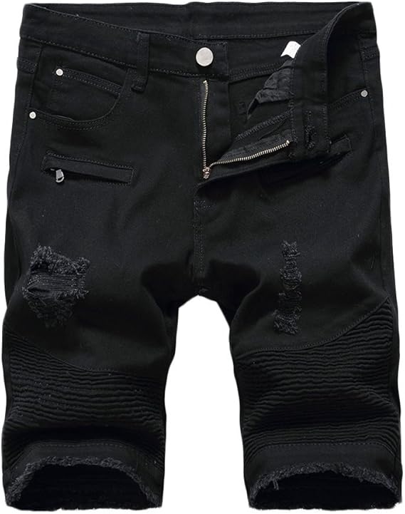 black denim shorts ripped mens