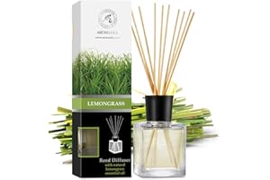 AROMATIKA TRUST THE POWER OF NATURE Room Fragrance Diffuser Lemongrass 6.8 Fl Oz - 200ml - with Bamboo Sticks - with Pure & Natural Lemongrass Essential Oil - Intensive Room Scent - Diffuser Gift Set