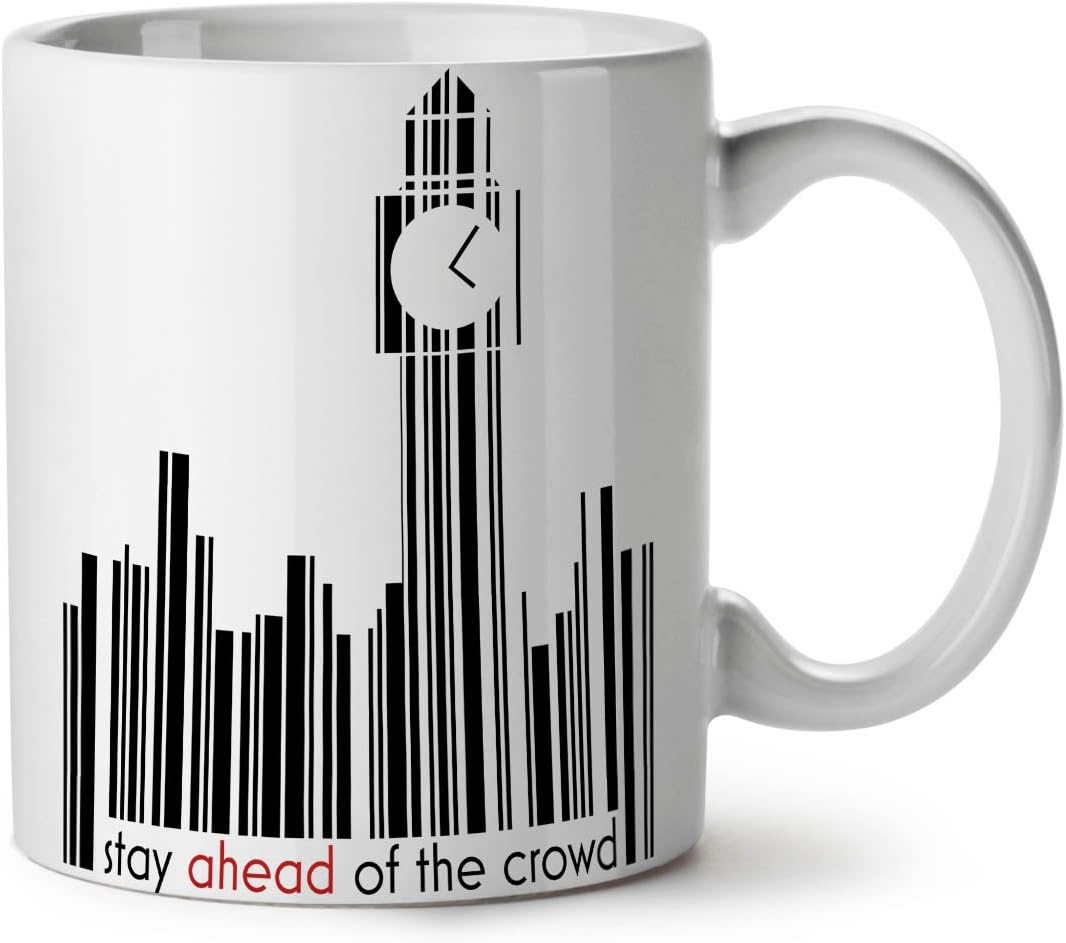Bar Code UK City Ceramic Mug, City Cup - Large, Easy-Grip Handle, Two Side Print, Ideal for Coffee & Tea Drinkers, Made by Wellcoda