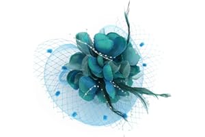 ACTLATI Fascinators Hat for Women Tea Party Headpiece Wedding Cocktail Flower Mesh Feathers Hair Clip 20s Flapper Fascinators