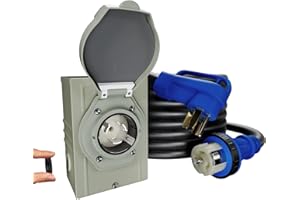 LANDNOR 50AMP 25Feet Generator Cord with Pre-drilled Power Inlet Box, 50 Amp 4 Prong, 125V/250V NEMA 14-50P Male to SS2-50R, STW 6/3+8/1 AWG Twist Locking with Inlet Box for Generator to House, UL&ETL Listed