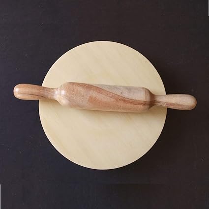 Aadinath Collection Wooden Chakla-Belan/Polpat-Roti Roller/Rolling Pin, 9 Inch(22 Cms, Round)