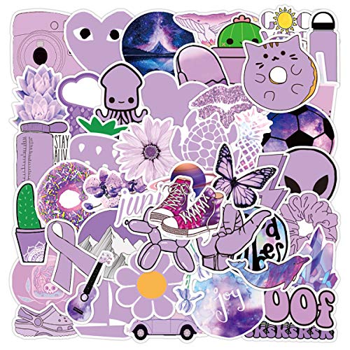 Cute Purple Stickers, Stickers Pack(50pcs),Waterproof Aesthetic Trendy Cool Vinyl Kawaii Stickers for Teen Girls Kids Boys,Water Bottle Phone Ipad Laptop Luggage Skateboard Car (Purple VSCO) - Image 3