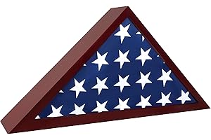 Ilot Flag Case for American Veteran Burial Flag Solid Wood Military Flag Display Case Funeral Flag Flag Shadow Boxes to Fit a Folded 5'x9.5' American Flag with Polished Plexiglass