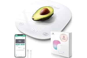 Arboleaf Smart Food Kitchen Scale, 22lb/10kg Digital Food Scale with Nutritional Calculator, USB Rechargeable Food Weight Scale Grams and Ounces for Macro, Calorie, Cooking, 0.1oz/0.5g