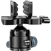 Manbily Shooting Saddle with Low Profile 44mm Ball Head, CNC Aluminum Heavy Duty 360° Tripod Head, Universal Rest Clamp for Hunting Shooting Stick Tripod, 44lbs/20kg Load Capacity, Black