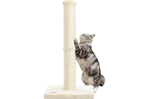 Karolpar 34inch Cat Scratching Post with Natural Sisal Rope 4.3Inch Large Diameter Scratcher Post Tree for Indoor Cats Beige
