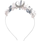 CoTeeZa Fairy Elf Crystal Headband for Women - Fantasy White Quartz Moon Witch Crown, Fairy Princess Bridal Queen Headpiece for Renaissance Halloween Wedding Pageant Prom Headwear