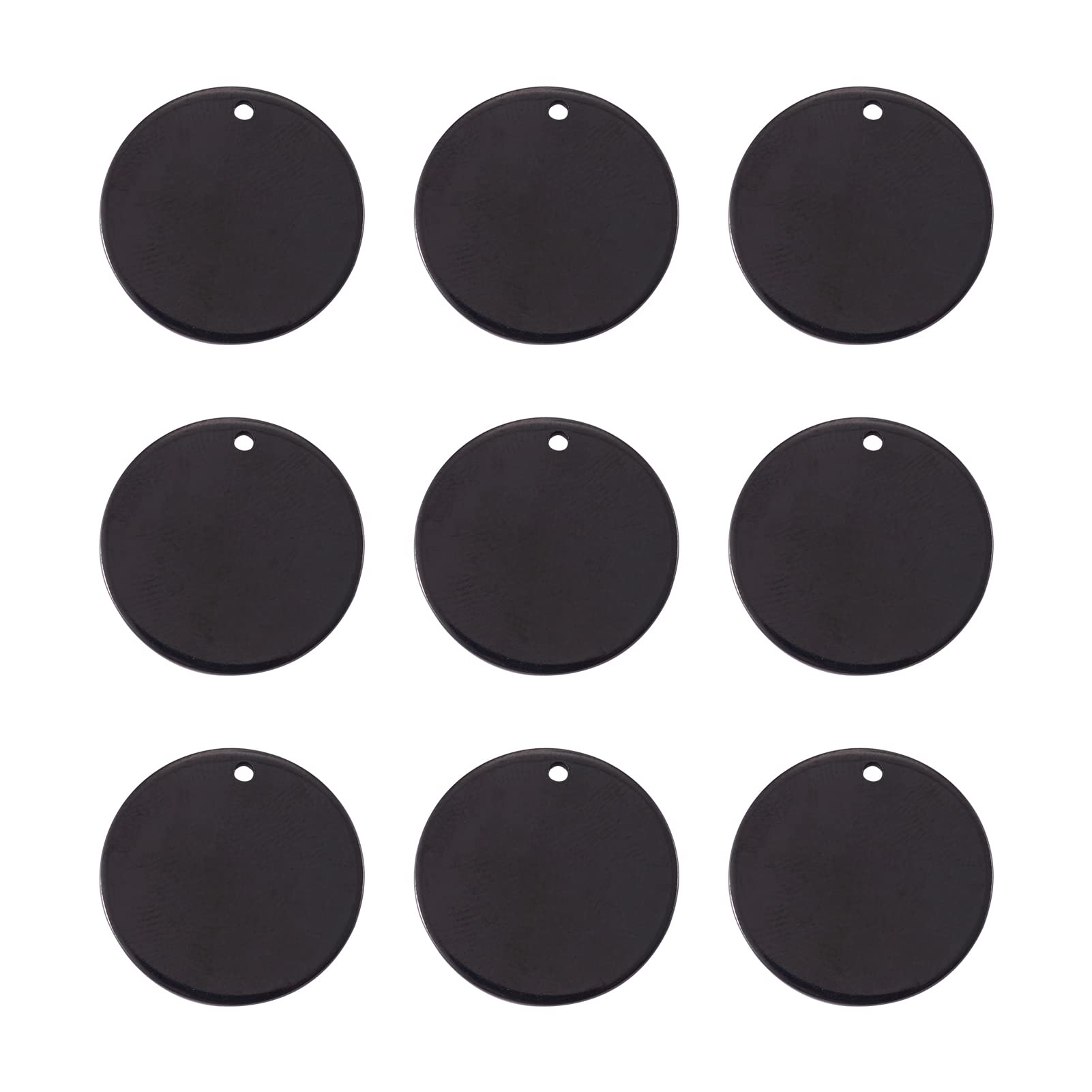 PandaHall 10pcs 304 Stainless Steel Blank Stamping Tag Pendants 20mm Black Flat Round Charm Pendants for DIY Jewelry Making
