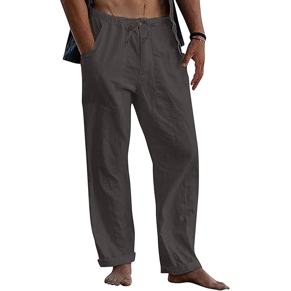 Amazon.com: AUDATE Men's Casual Pants Linen Cotton