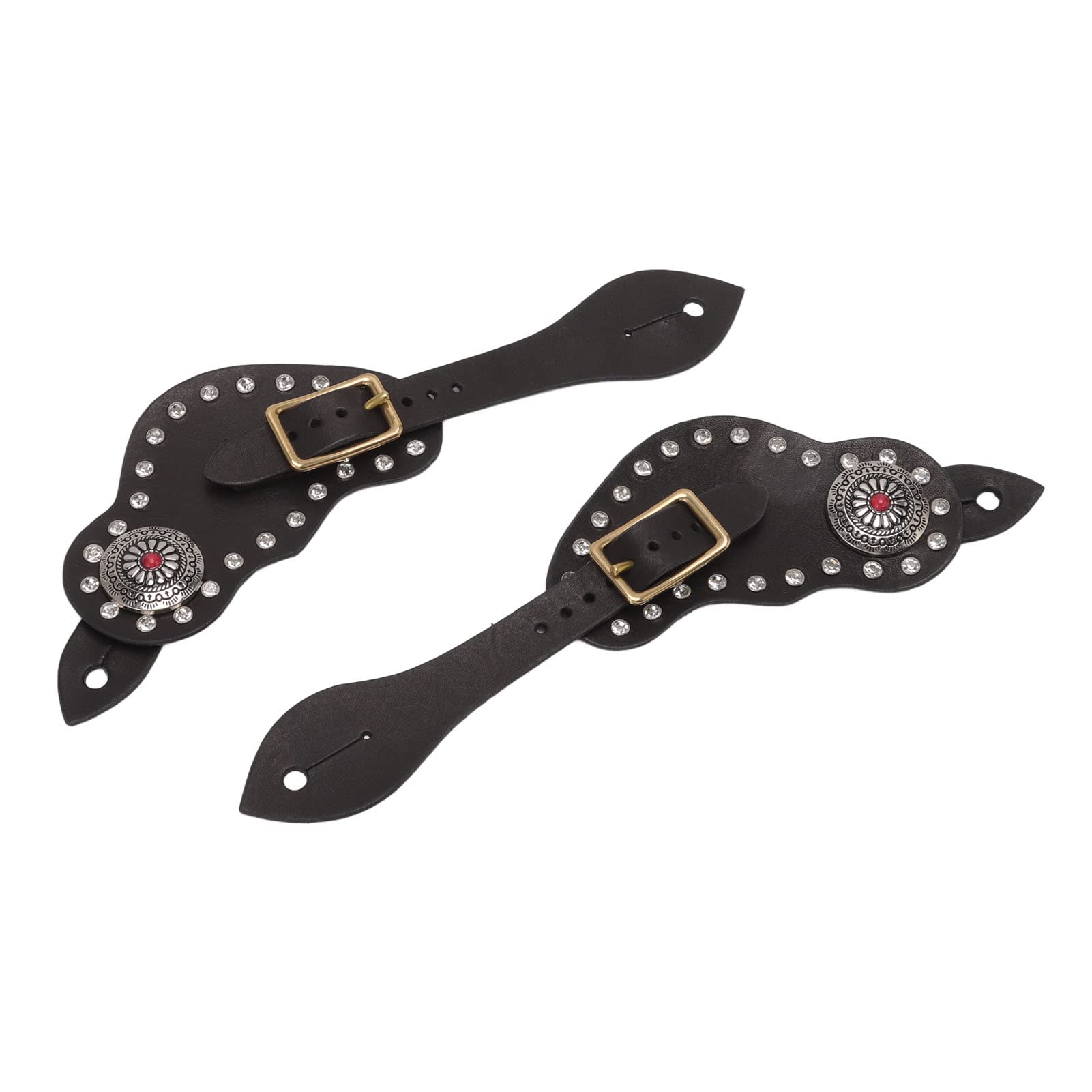 Tonysa 1Pair Black Western Spur Strap, Western Vintage Horse Riding Protective Equipment, Adjustable Length