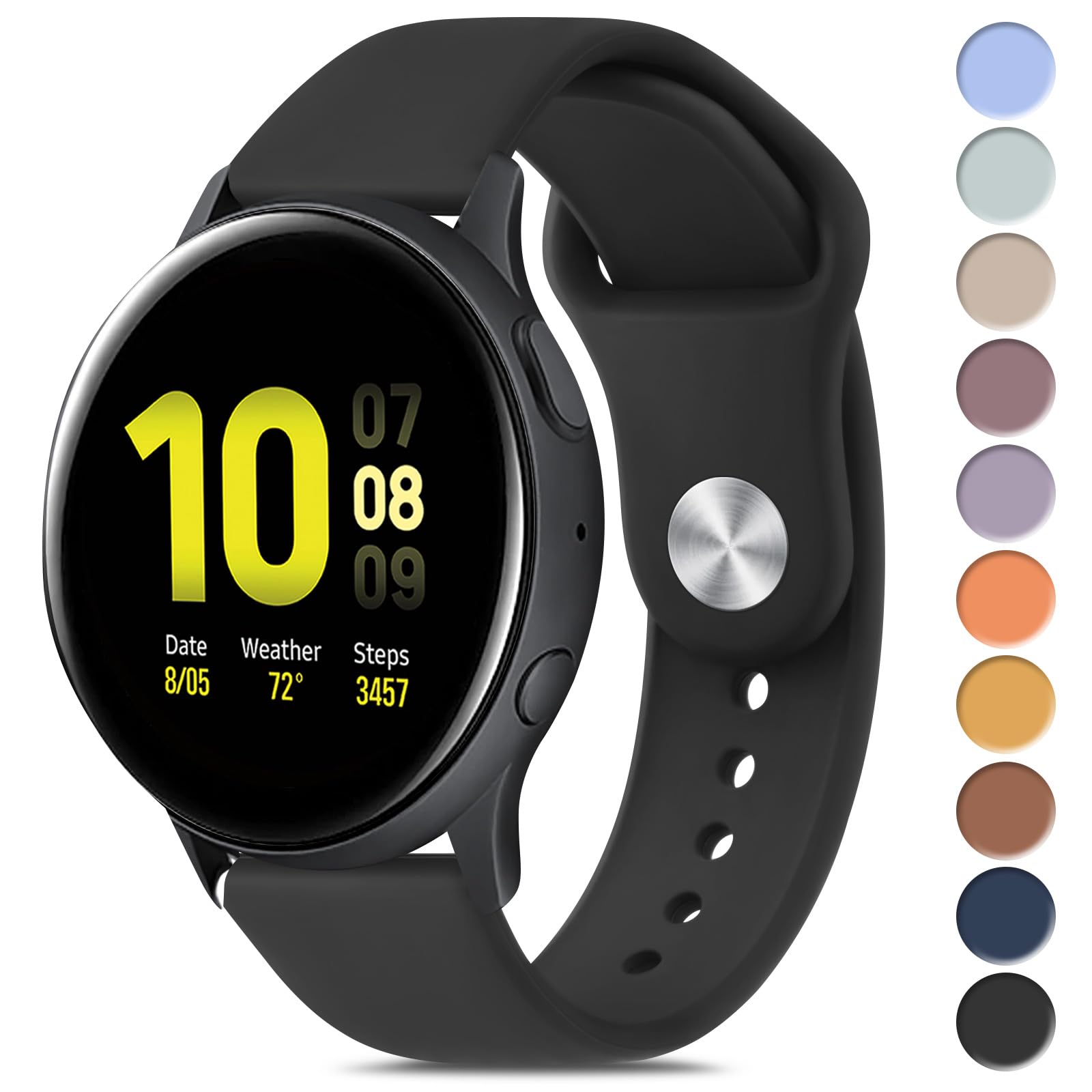 Meliya Bands Compatible with Samsung Galaxy Watch Active 2, 20mm Soft Silicone Sport Replacement Strap for Galaxy Watch Active 2 Women Men (Black)