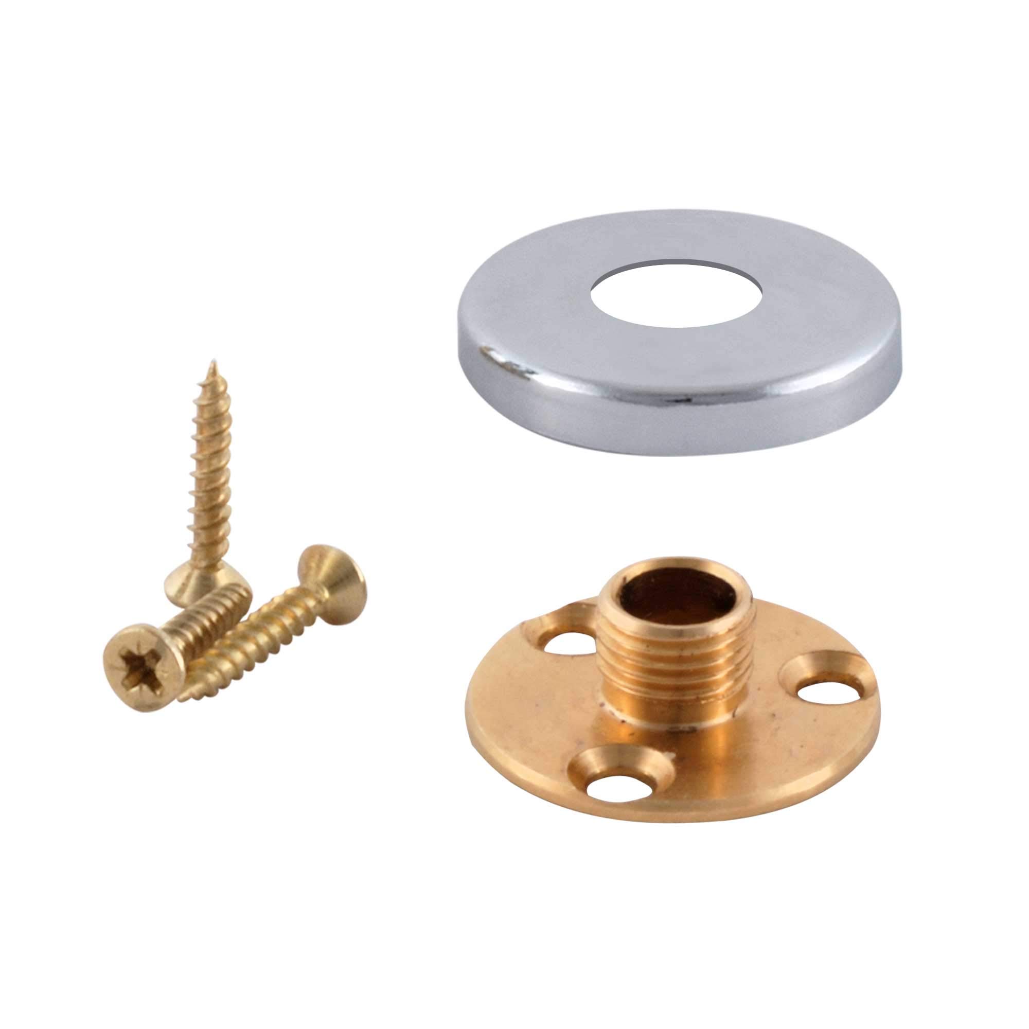 ElekTek Brass Back Plate Kit - 10mm Male Thread and Screws with Cover - Chrome - Combine with E27 10mm Lampholder