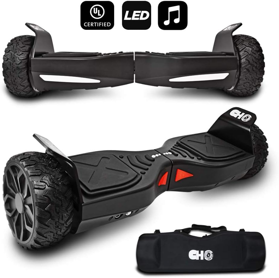 cho[TM All Terrain Rugged 6.5 Inch Wheels Hoverboard Off-Road Smart Self Balancing Electric Scooter with Built-in Speaker LED Lights UL2272 Certified