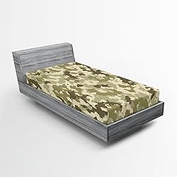 Ambesonne Camo Fitted Sheet, Old Fashioned