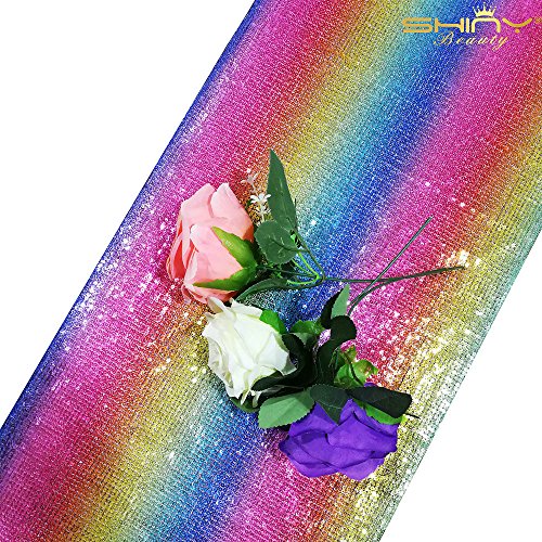 Multicolor Sequin Table Runner 12x108-Inch Party Table Runner Rainbow Sequin Runner -719S(Pack of 1)