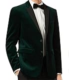 YSMO Men's Velvet Two-Button Suits Notched Lapel