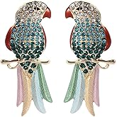 Tropical Parrot Tassel Earrings, Colorful Parrot Bird Dangle Earrings for Women, Bohemian Tree Branch Parrot Vacation Earrings for Ladies, Cute Animal Parrot Statement Earrings Summer Boho Jewelry