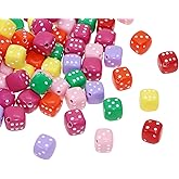 Tupalizy 8mm Acrylic Dice Beads Mini 5 Sided Dice Charms for Bracelets Jewelry Making Keychain Necklaces Earrings DIY String Crafts Board Games Classroom Family Party Gifts,100PCS