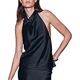 Women Mock Neck Satin Halter Tops Sexy Open Back High Neck Tank Tops Y2k Summer Going Out Tops