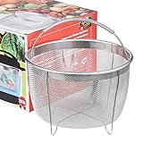 Aozita Steamer Basket for Instant Pot Accessories 8 Qt - Stainless Steel Steam Insert with Premium Silicone Handle for 8 Qt Pressure Cookers - Vegetables, Eggs, Meats, etc