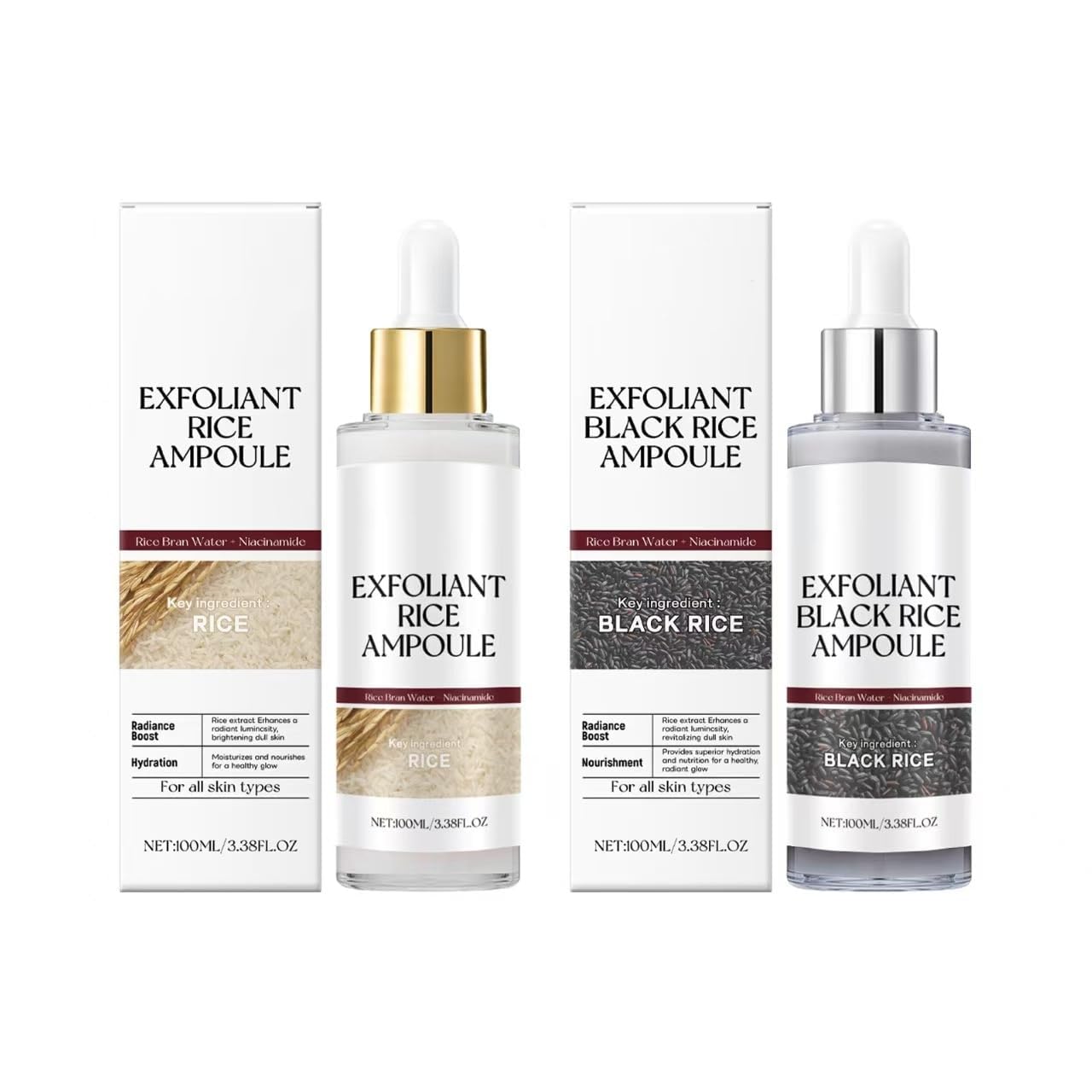 Photo 1 of 2PCS Black and White Rice Peeling, New Soft Rice Exfoliating Face and Body, Black and White Rice Exfoliant for All Skin Types, Gentle Peel & Deep Hydration - (White+Black)