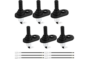 MKBKLLJY 6Pcs 20A 12V DC Door Jamb Flange Light Hood Mount Pin Switch Nickel Plated Universal Door Pin Switch with Rubber Boot & Terminal Wires for Car Truck Boat