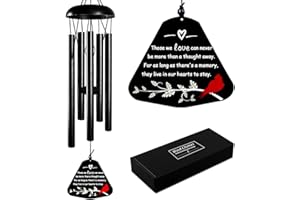 JUNQIU US Sympathy Wind Chimes for Loss of Loved One, 30'' Cardinal Wind Chimes for Outside, Bereavement Gift in Memory of Loved One, Memorial Gifts for Loss of Mother Father Condolence Remembrance