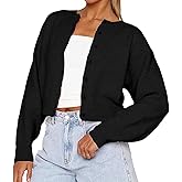 Womens Y2K Cardigan Sweaters Long Sleeve Open Front Button Down Crop Sweater Solid Knit Pullover Fall Outfits Tops