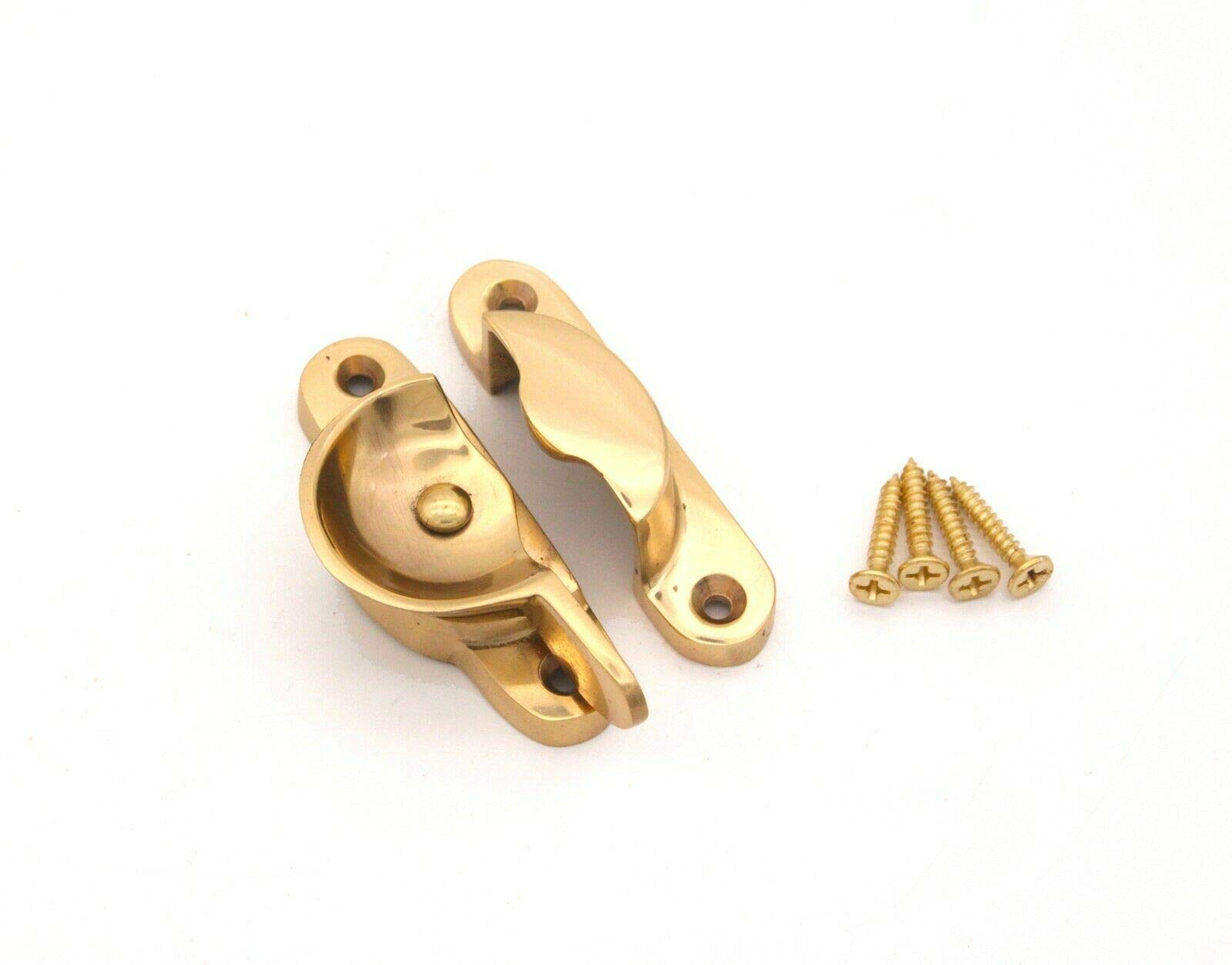 Infinity Decor Victorian Sash Window Fitch Fastener Lock in Polished Brass or Chrome - Made from Solid Brass (Polished Brass)