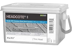 Headcote 8 x 2-1/2" - #37 Gray Stainless Steel Trim Head Deck Screws 350 pc.