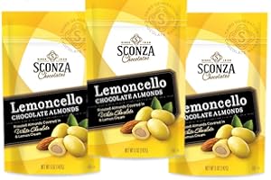 Sconza Lemoncello Lemon Cream & White Chocolate Almonds | Inspired by Italy's Lemon Groves | Made in the USA | Pack of 3 (5 Ounce Each)