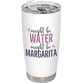 BEHIFL Margarita Gifts for Women Tumbler, Gifts for Cocktail Lovers Stainless Steel Tumbler with Lid and Straw 20oz, Might Be Water Might Be Margarita Travel Coffee Cup