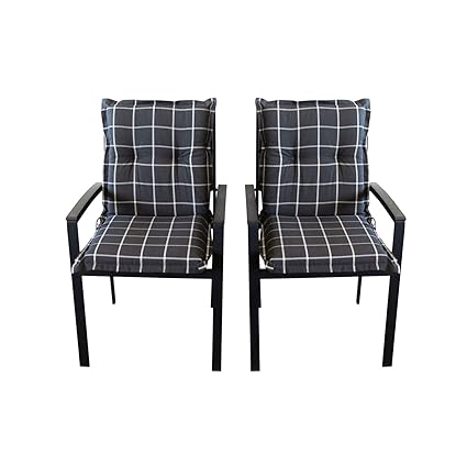 2er Set Polsterauflage Niedriglehner 'Panama' 100x50x8cm - kariert Schwarz-Weiß, 100% Baumwolle