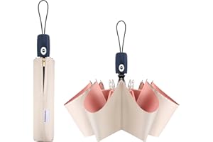 RXHOSIGAY Color Glue Coating Sun Umbrella UV Protection Compact Folding Windproof Parasols Travel Auto Open Close Blocking UV 99.98%