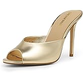 DREAM PAIRS Mule Heels for Women High Heels Stiletto Open Round Peep Toe Mules Sandals Slip on Dress Shoes Sexy Heeled for Party Dressy Prom Wedding