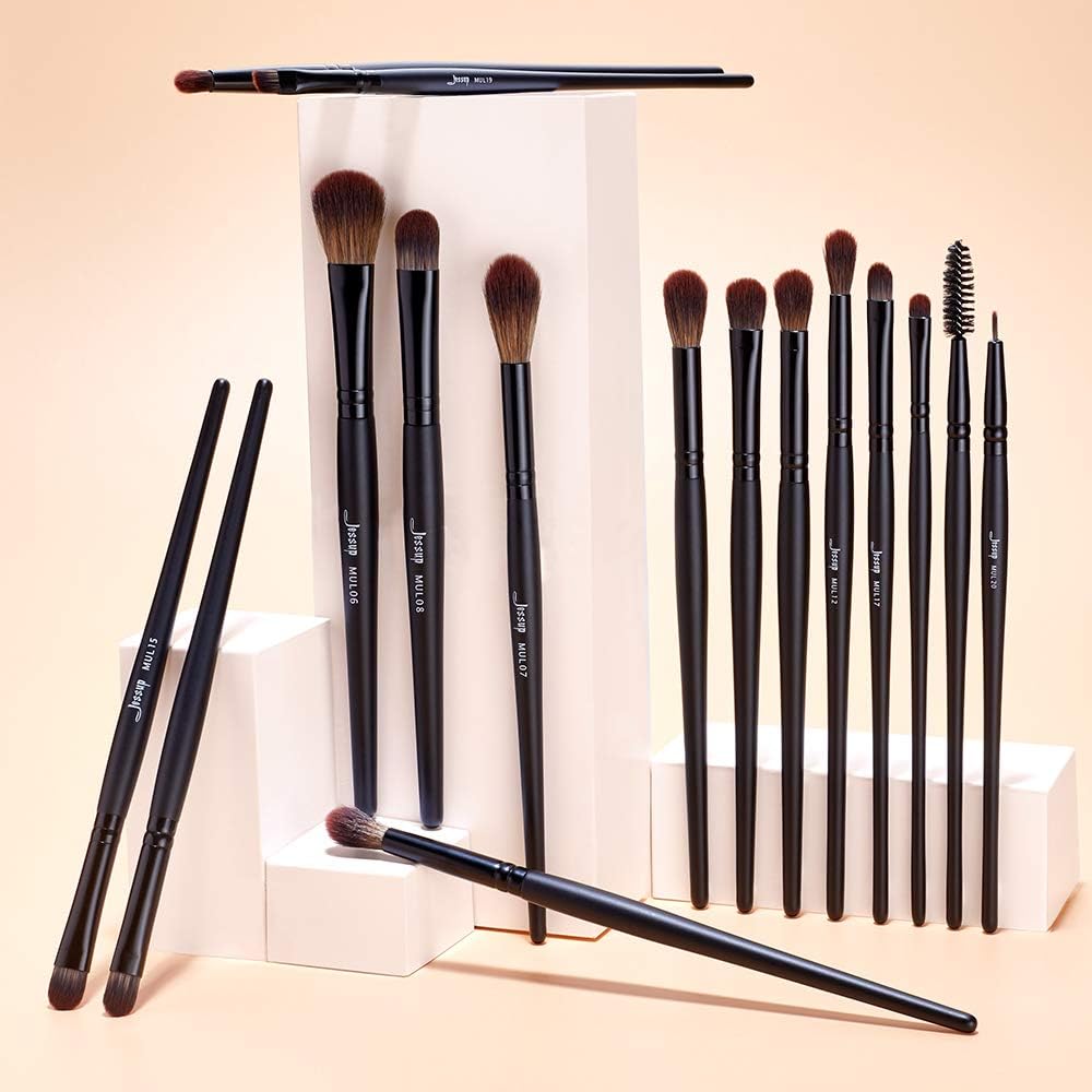 Jessup Make Up Brushes Set Professional 16Pcs Black Precision Collection,Synthetic Hair,Highlight Concealer Eyeshadow Eye liner Blending Spoolie T272 - Image 5