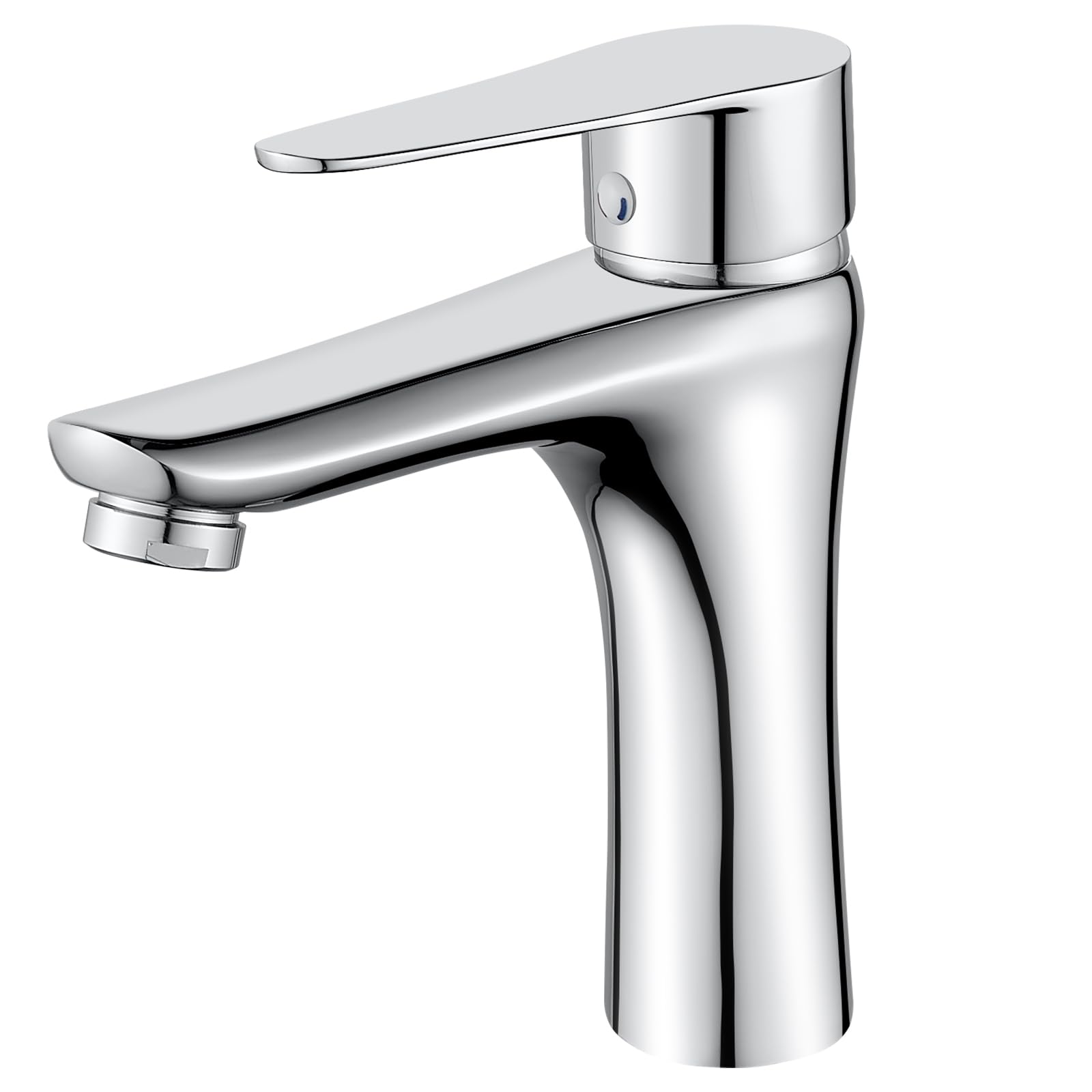 Chrome Basin Mixer Taps Single Handle Bathroom Sink Tap, Modern Monobloc Basin Taps Chrome Sink Taps for Bathroom with Hot&Cold Water Supply Lines, Brass