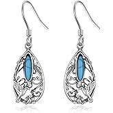 PELOVNY Hummingbird Earrings for Women 925 Sterling Silver Filigree Turquoise Dangle Earrings Birthday Christmas Jewelry Gifts for Mom Daughter Wife