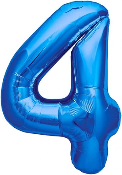 Jonami Balloon 4 Blue XXL Foil 40in Birthday Number 4 Boy Decoration