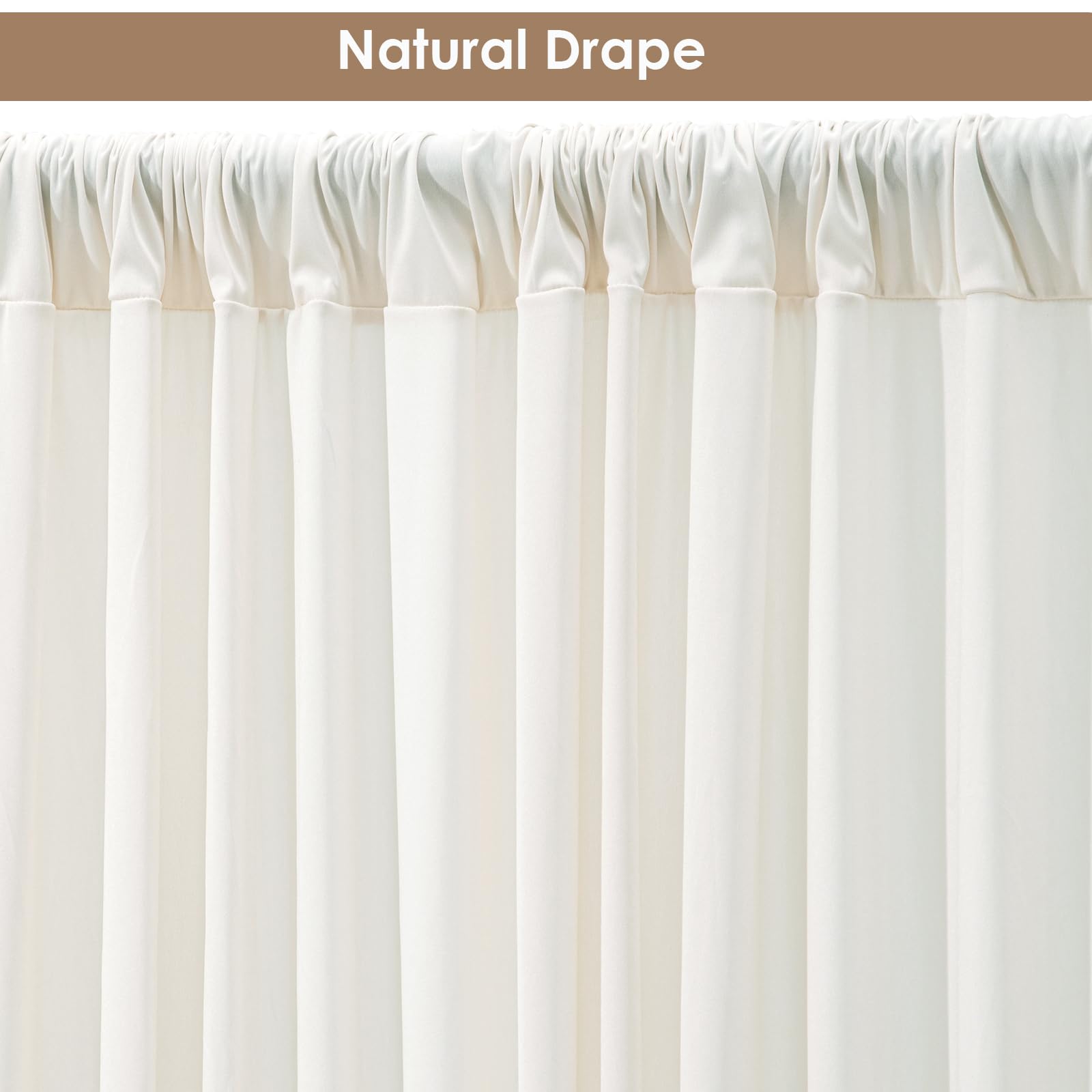 10x10ft Wrinkle Free Ivory Backdrop Curtain for Parties Soft Fabric Drapes Wedding Ivory Curtain Backdrop for Birthday Party Decorations Background for Photography 5x10ft,2 Panels