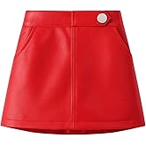 WELAKEN Girls and Toddler's Faux Leather Short Skirts with Side Pocket