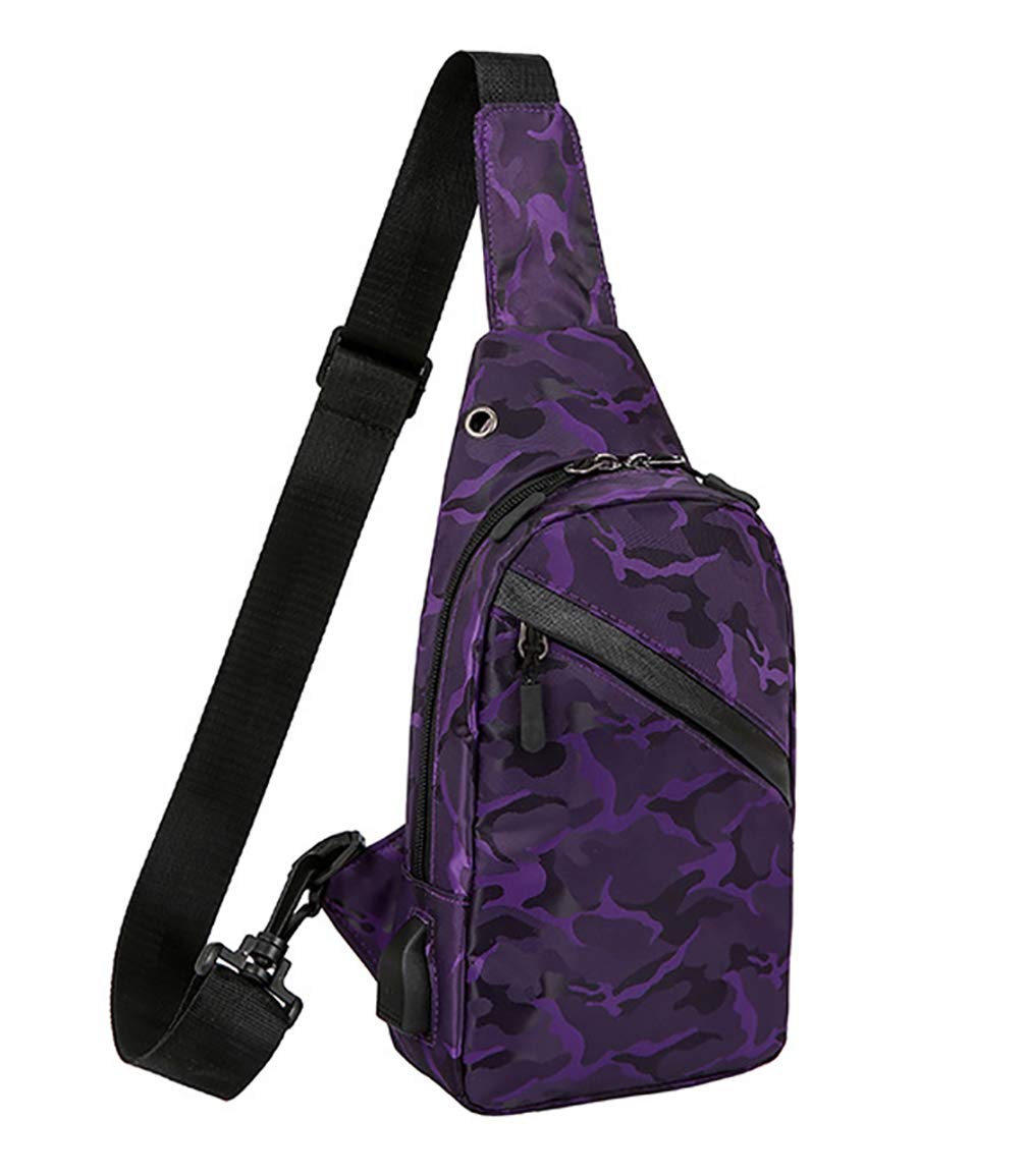 Sleeping forest Sling Bag for Men Lightweight Small Backpacks Water-proof Rucksack Sport Shoulder Bag Travel Chest Bag Cross Body Bag Gym Outdoor Personal Pocket Bag Daypacks for Men and Women Violet