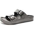 FUNKYMONKEY Men's Comfort Slides Double Buckle Adjustable EVA Flat Sandals