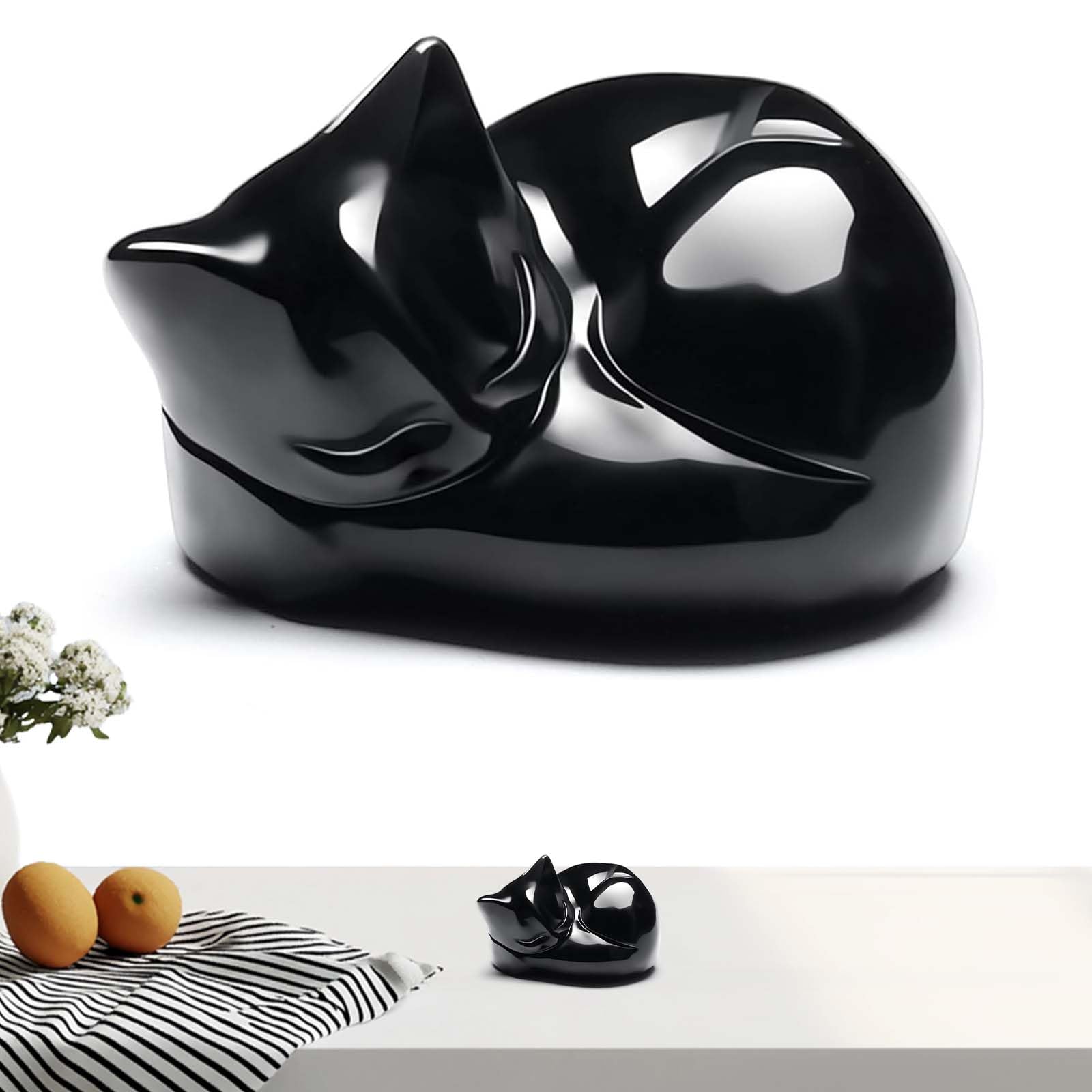 Belligern Black Cat Ornament,Black Cat Gifts,Cat Ornaments,Black Ornaments,38mm Black Obsidian Cat Ornament Cat Crystal Suitable for Home Office Desk Decoration Accessories Gifts for Cat Lovers