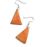 Tagua earrings in tangerine orange TAG261, triangle tagua nut earrings, organic dangle earrings