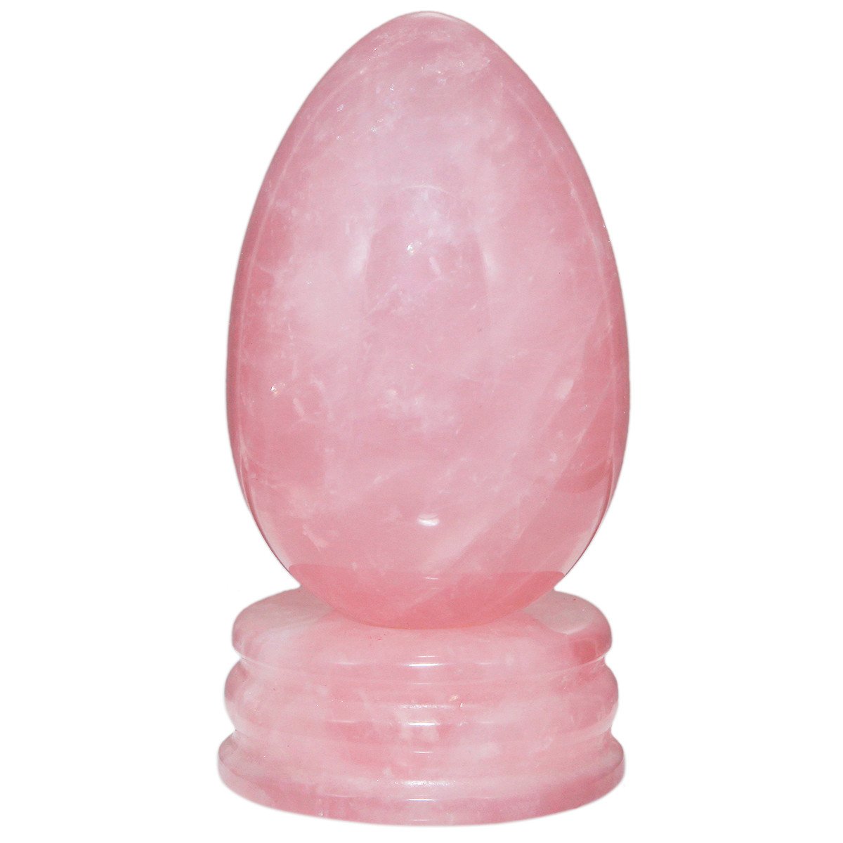 KYEYGWO Rose Quartz Carved Eggs with Stand, Healing Crystal Meditation Chakra Balancing Reiki Crafts Home Decoration