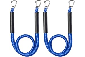NIUTRIP Bungee Boat Dock Line, Boat Rope Mooring Rope with Double 316 Stainless Steel Clips Accessories for Bass Boat, Jet Ski, Kayak, Pontoon, Watercraft, Waverunner, SeaDoo, Canoe (Blue)