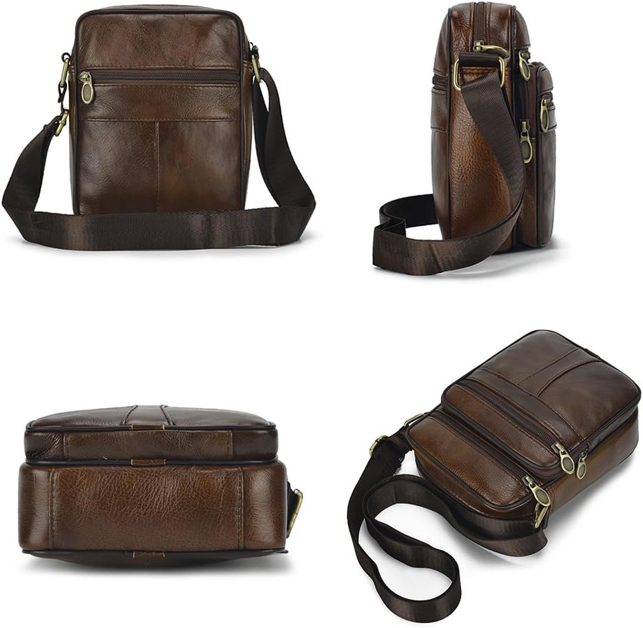 Realmark Men's Leather Shoulder Bags Genuine Leather Cross Body Bag Messenger Business Handbags Small Side Satchel Crossbody Bag - Image 5