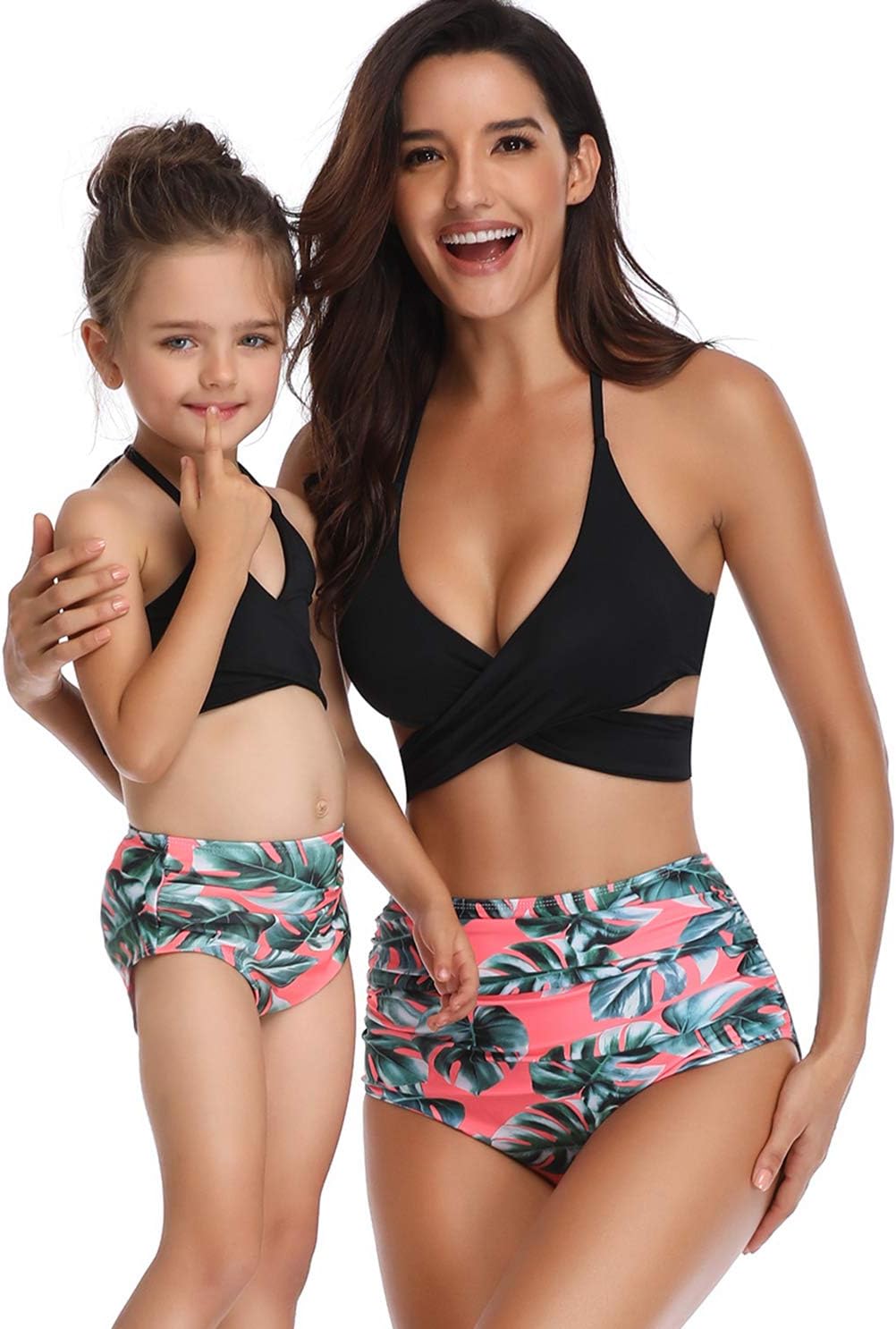 Mommy and Me Matching Family Swimsuit Ruffle Women Swimwear Kids Children Toddler Bikini Bathing Suit Beachwear Sets
